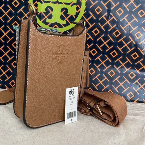 NWT Tory Burch Thea Cellphone Smartphone Pebble Leather Crossbody Black … - Picture 3 of 16